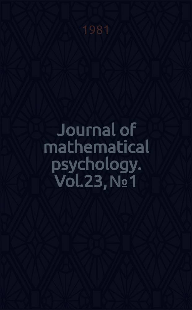 Journal of mathematical psychology. Vol.23, №1 : Lectures on linear systems theory