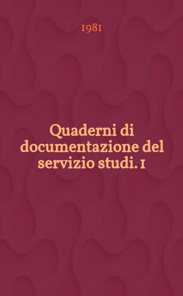Quaderni di documentazione del servizio studi. 1 : I reati sessuali in Italia у all' estero