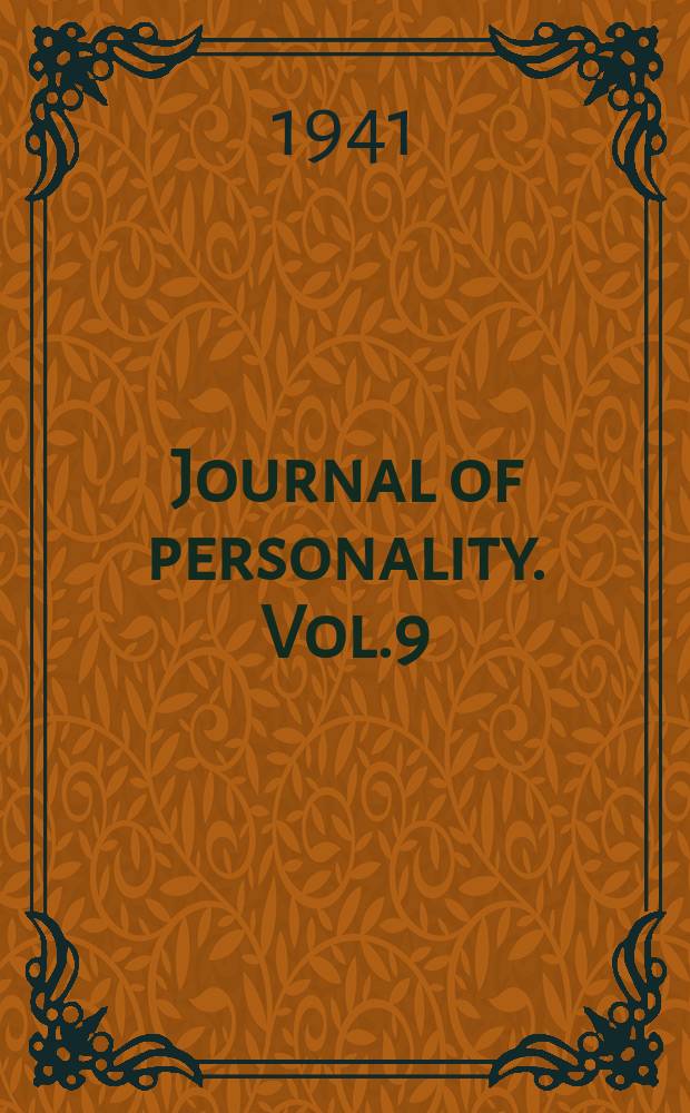 Journal of personality. Vol.9 : 1940/1941