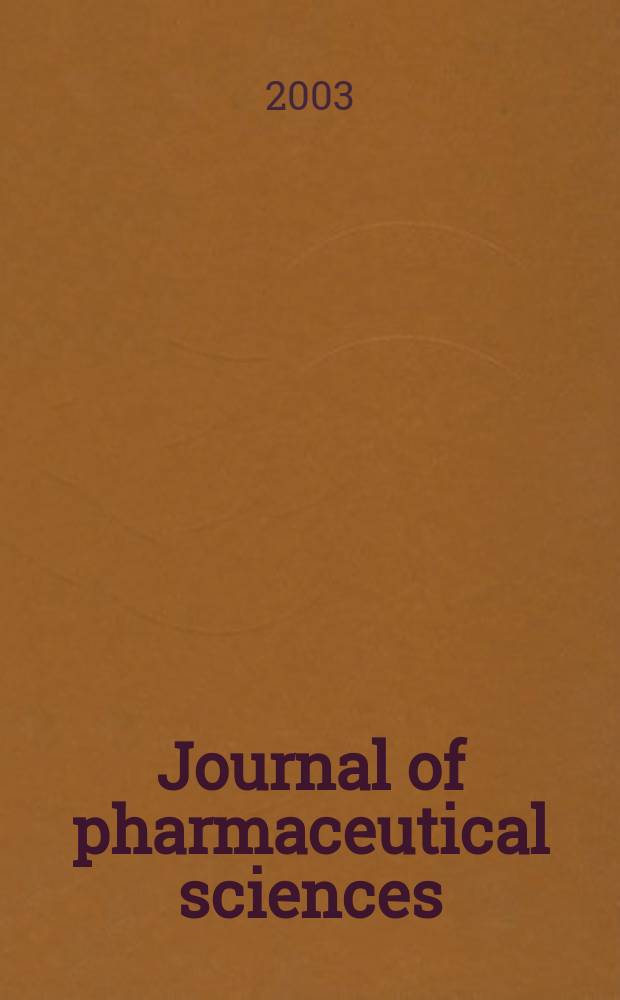 Journal of pharmaceutical sciences : Formerly Scientific edition, Journal of the American pharmaceutical association. Vol.92, №8