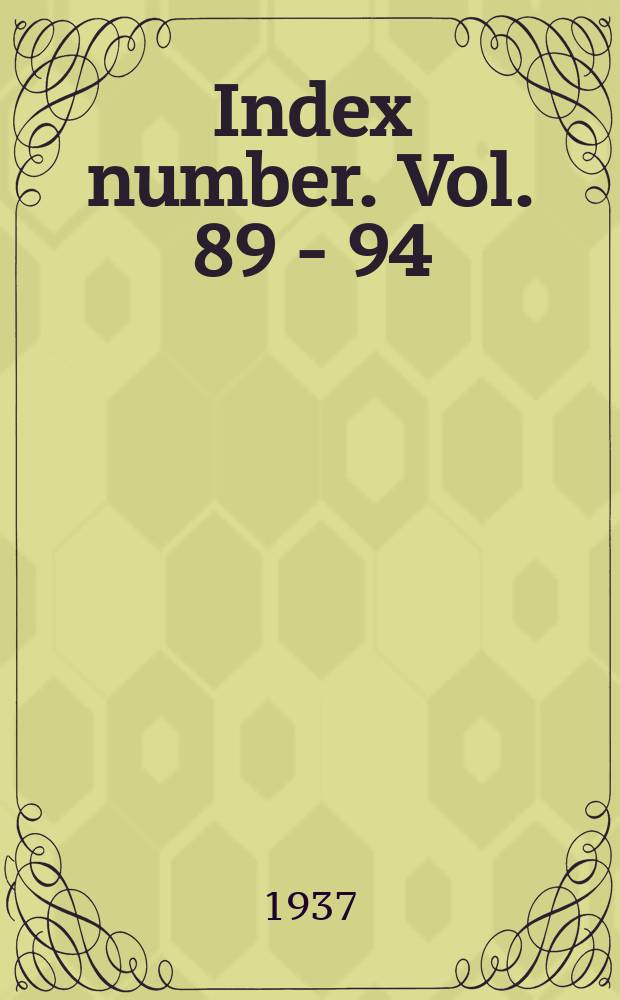 Index number. Vol. 89 - 94