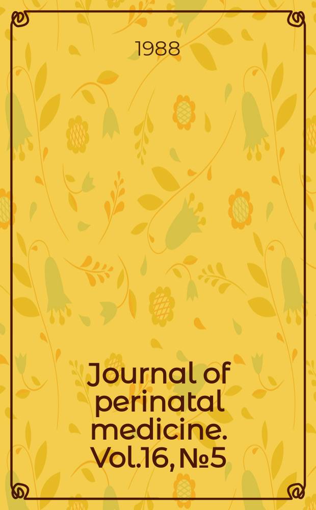 Journal of perinatal medicine. Vol.16, №5/6