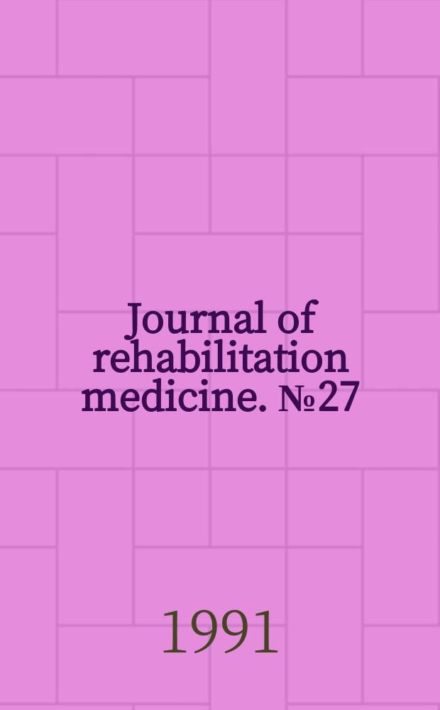Journal of rehabilitation medicine. №27 : Dynamic dynamometry in research and clinical work