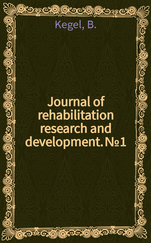 Journal of rehabilitation research and development. №1 : Physical fittness