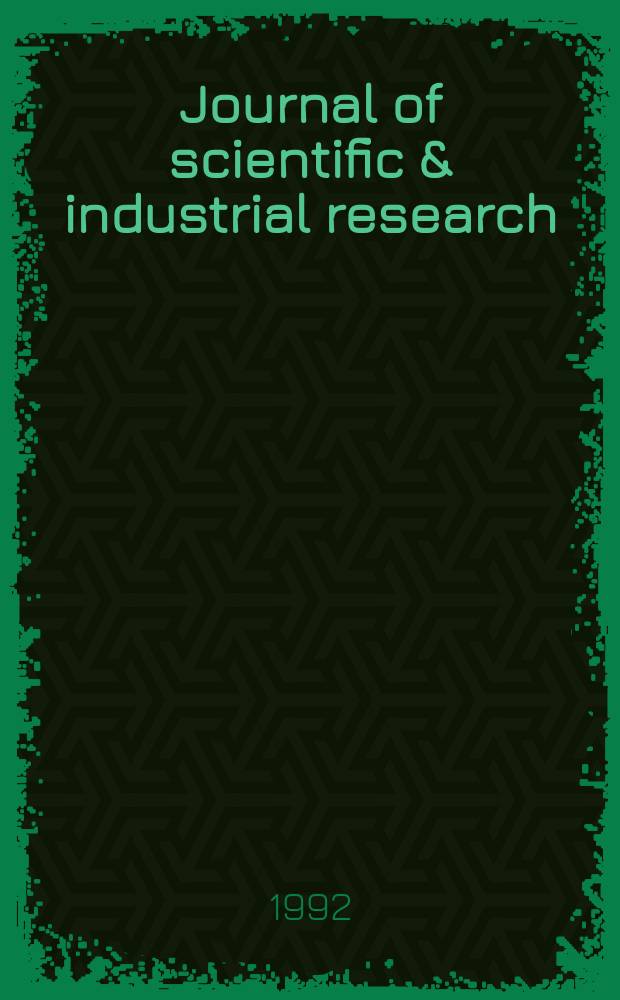 Journal of scientific & industrial research : Publ. by the Council of scientific & industrial research. Vol.51, №3 : (Spec. iss. on mathematical modelling of innovation diffusion and technological change)