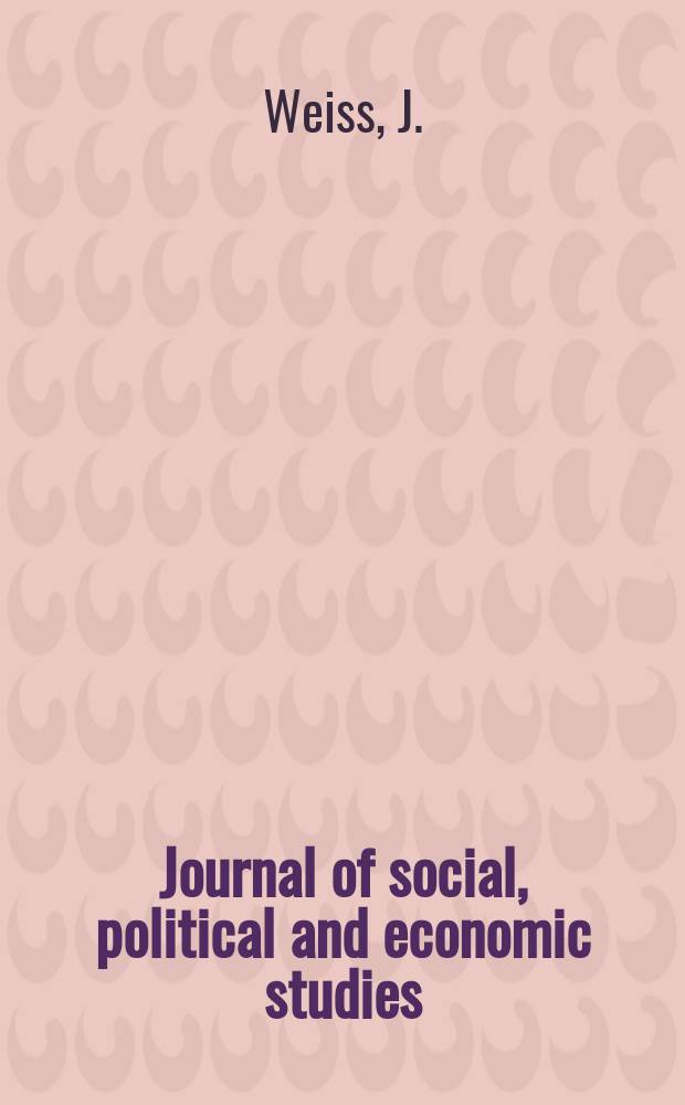 Journal of social, political and economic studies : Monograph series. Vol.18 : The new hegemony