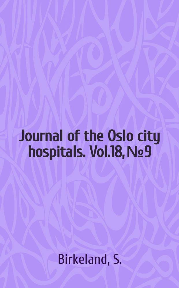 Journal of the Oslo city hospitals. Vol.18, №9/10 : Early fluid replacement in human burns