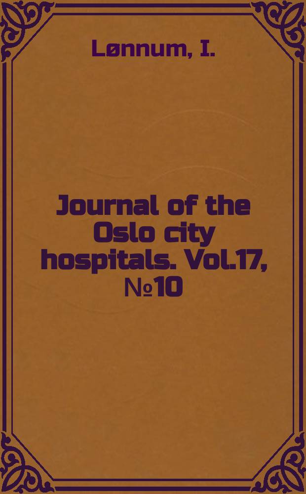 Journal of the Oslo city hospitals. Vol.17, №10/11 : Hazards connected with emplying of the colon
