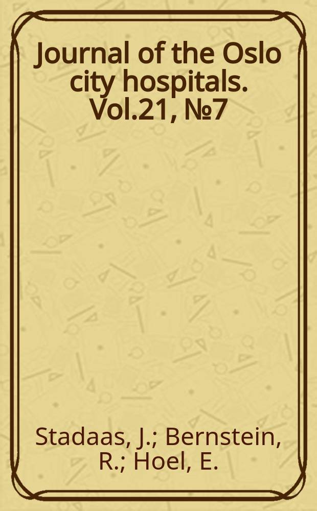 Journal of the Oslo city hospitals. Vol.21, №7/8 : Burn problems illustrated by a case. Progrestins as treatment in generalized progressive scleroderma