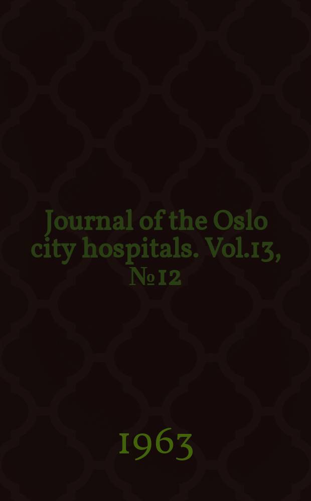 Journal of the Oslo city hospitals. Vol.13, №12 : The effect of cervical sympathetic stimulation on cerebral blood flow in birds. Polymyositis with concurrent affection of the myocardium