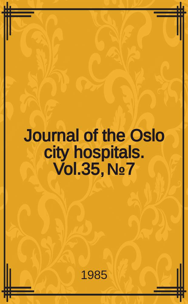 Journal of the Oslo city hospitals. Vol.35, №7/8 : Genetic transformation in streptococcus...