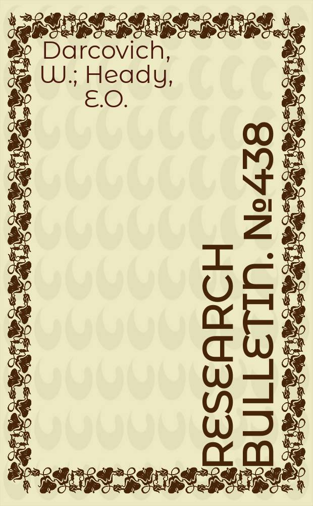 Research bulletin. №438 : Application of expectation models to livestock and prices and products