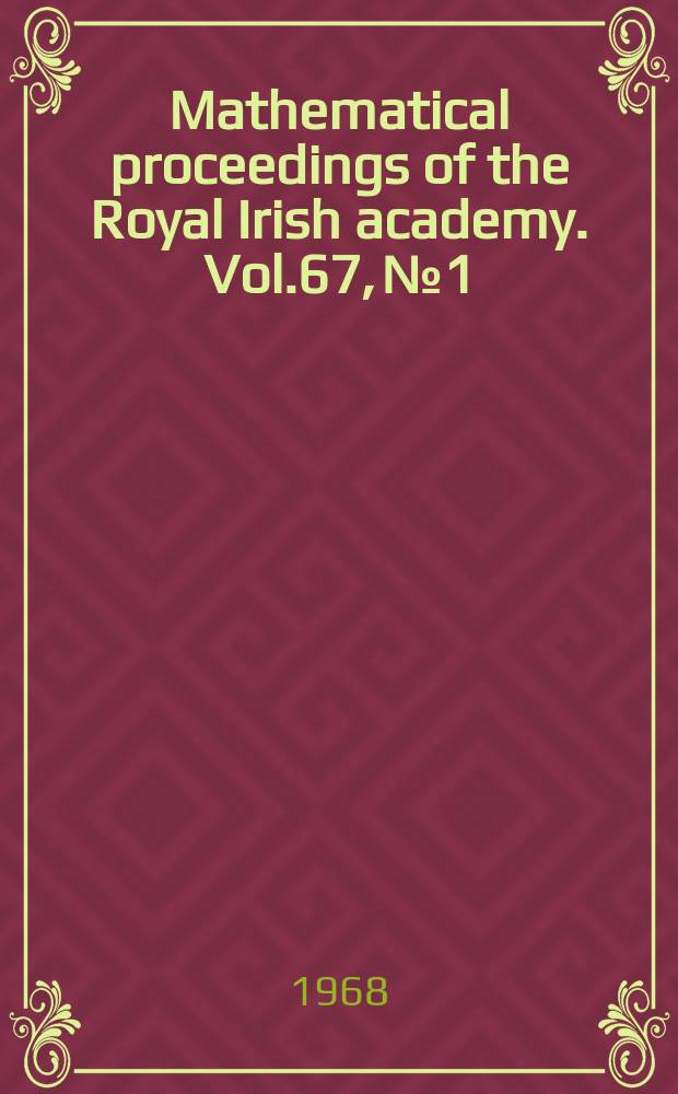 Mathematical proceedings of the Royal Irish academy. Vol.67, №1 : Generating functions and characters of irreducible representations of SU(3) and SU (2,1)