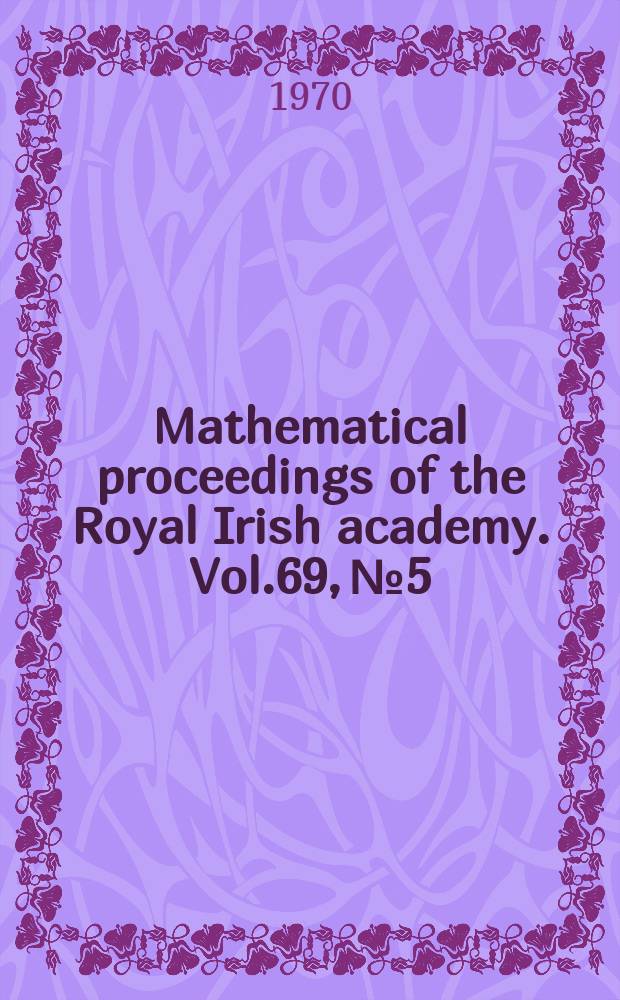 Mathematical proceedings of the Royal Irish academy. Vol.69, №5 : Graph theory of welght multiplicities