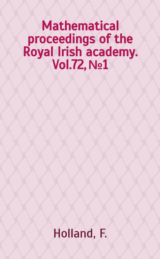 Mathematical proceedings of the Royal Irish academy. Vol.72, №1 : Some asymptotic relations for starlike functions
