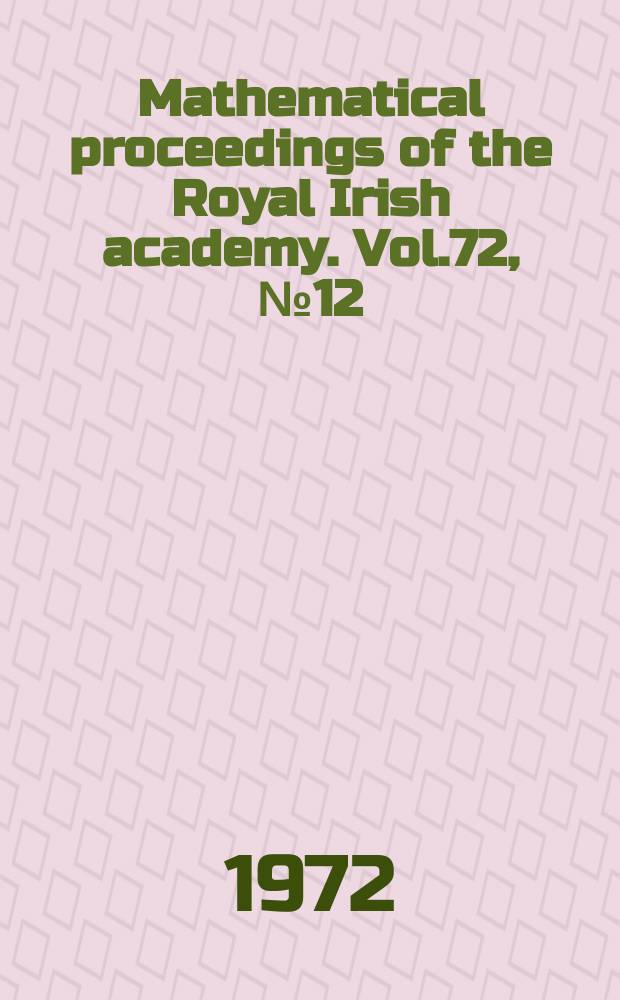 Mathematical proceedings of the Royal Irish academy. Vol.72, №12 : On long- range...