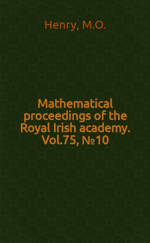 Mathematical proceedings of the Royal Irish academy. Vol.75, №10 : Luminescence from chromium doped...