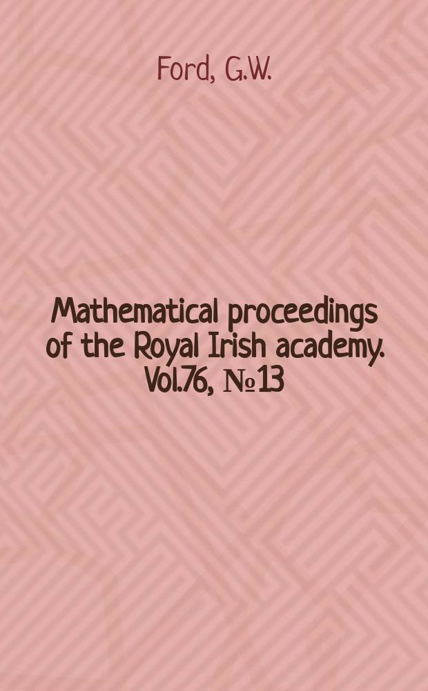 Mathematical proceedings of the Royal Irish academy. Vol.76, №13 : Graphical study of rotational Brownian motion