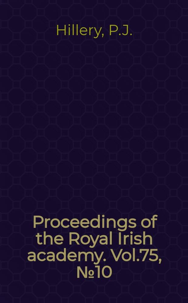 Proceedings of the Royal Irish academy. Vol.75, №10 : European social policies