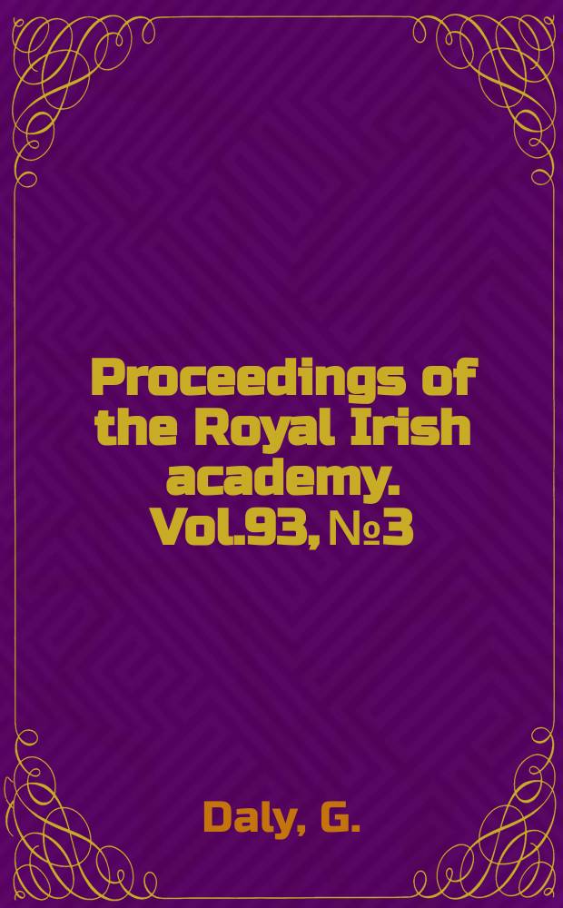 Proceedings of the Royal Irish academy. Vol.93, №3 : George Semple's charts of Dublin Bay, 1762