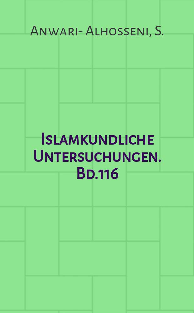 Islamkundliche Untersuchungen. Bd.116 : Logas und Mo'mmā