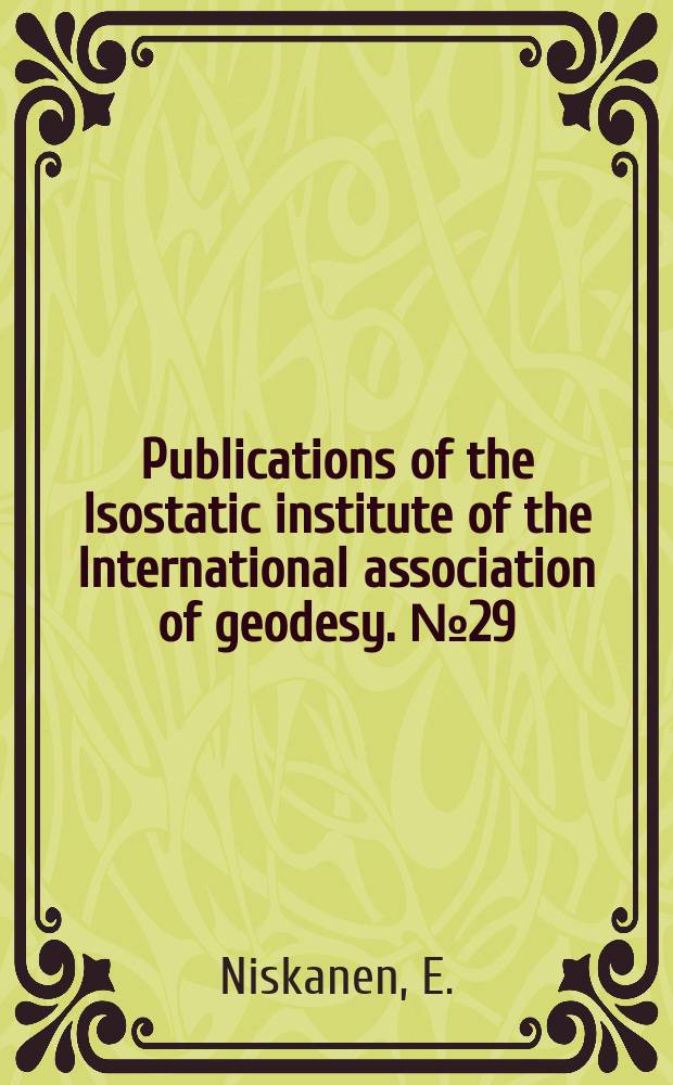 Publications of the Isostatic institute of the International association of geodesy. №29 : Some remarks on the geoidal undulations and the theory of plasticity