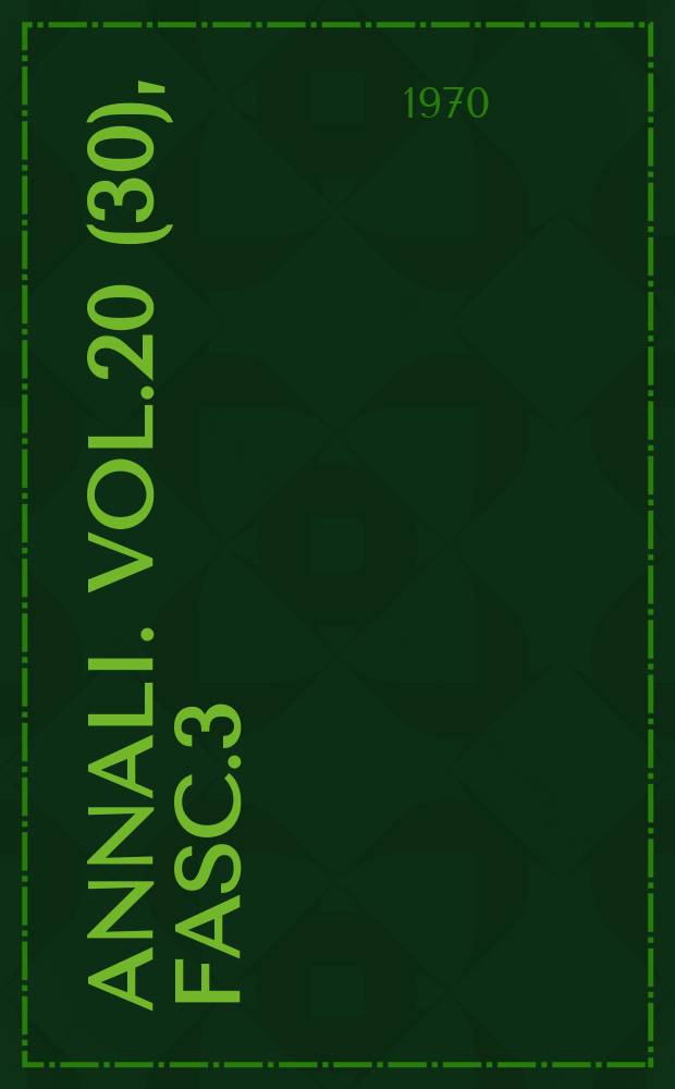Annali. Vol.20(30), Fasc.3