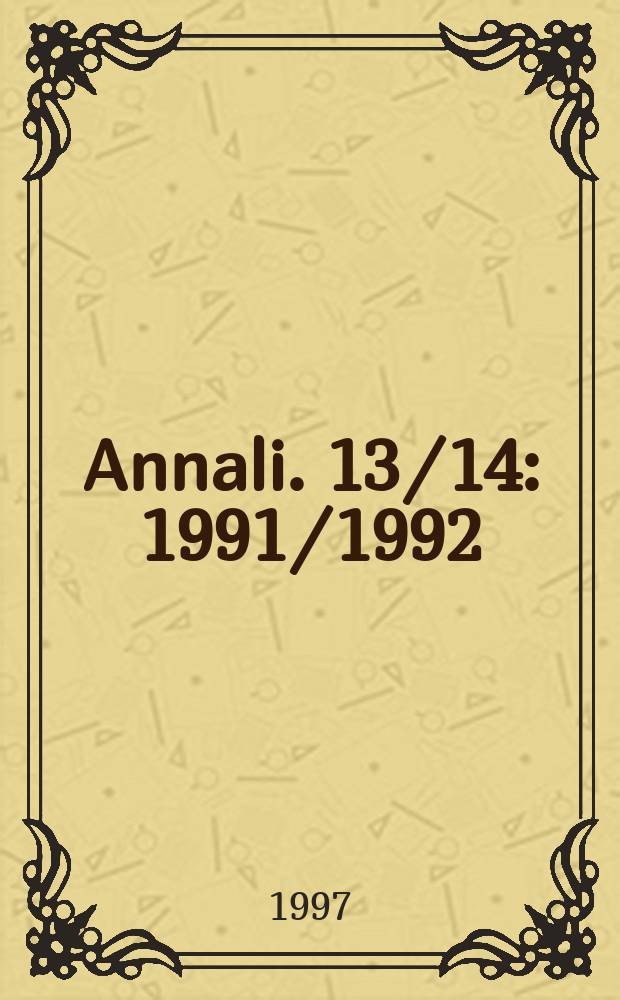 Annali. 13/14 : 1991/1992