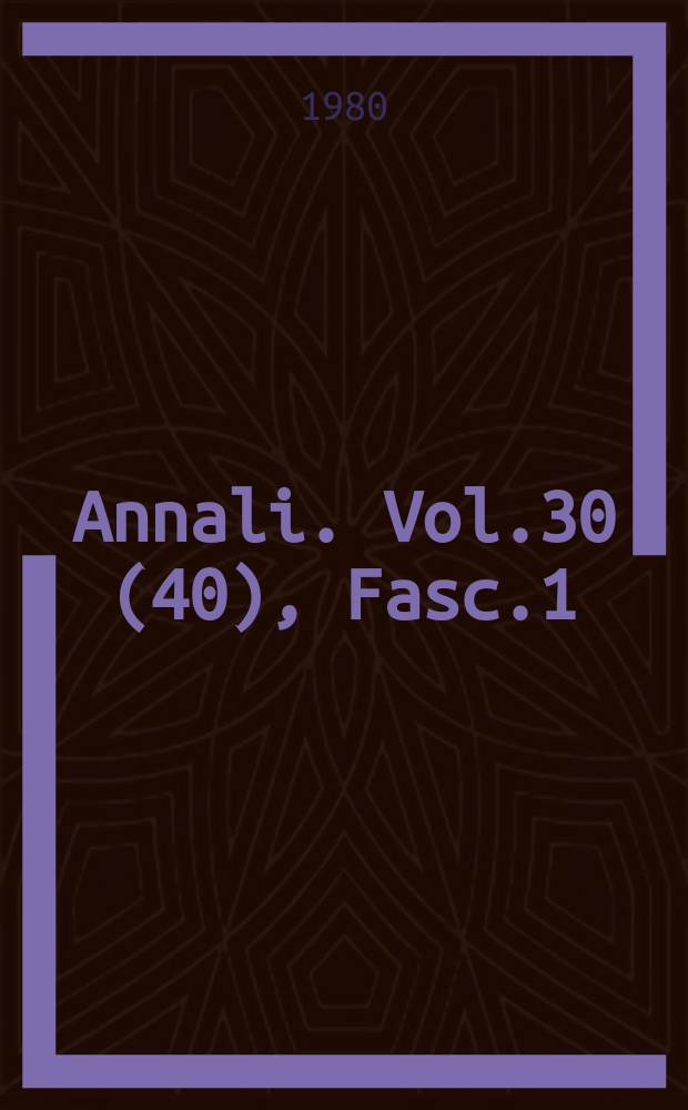 Annali. Vol.30(40), Fasc.1
