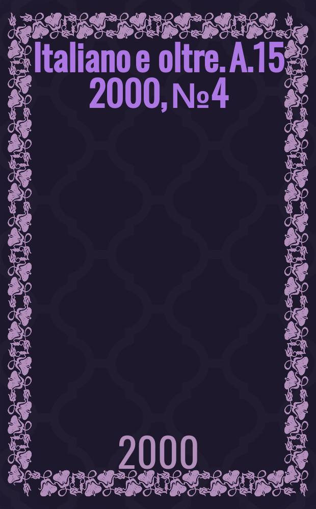 Italiano e oltre. A.15 2000, №4