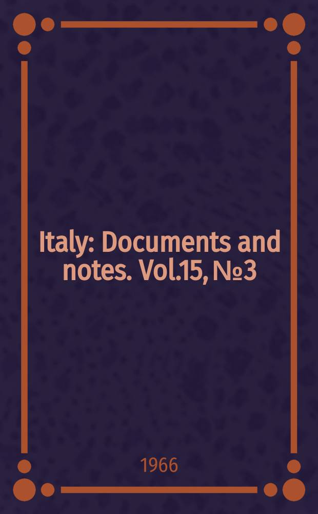 Italy : Documents and notes. Vol.15, №3