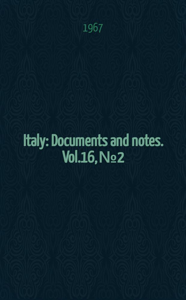 Italy : Documents and notes. Vol.16, №2
