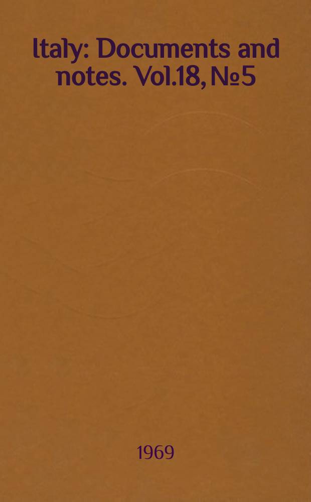 Italy : Documents and notes. Vol.18, №5/6