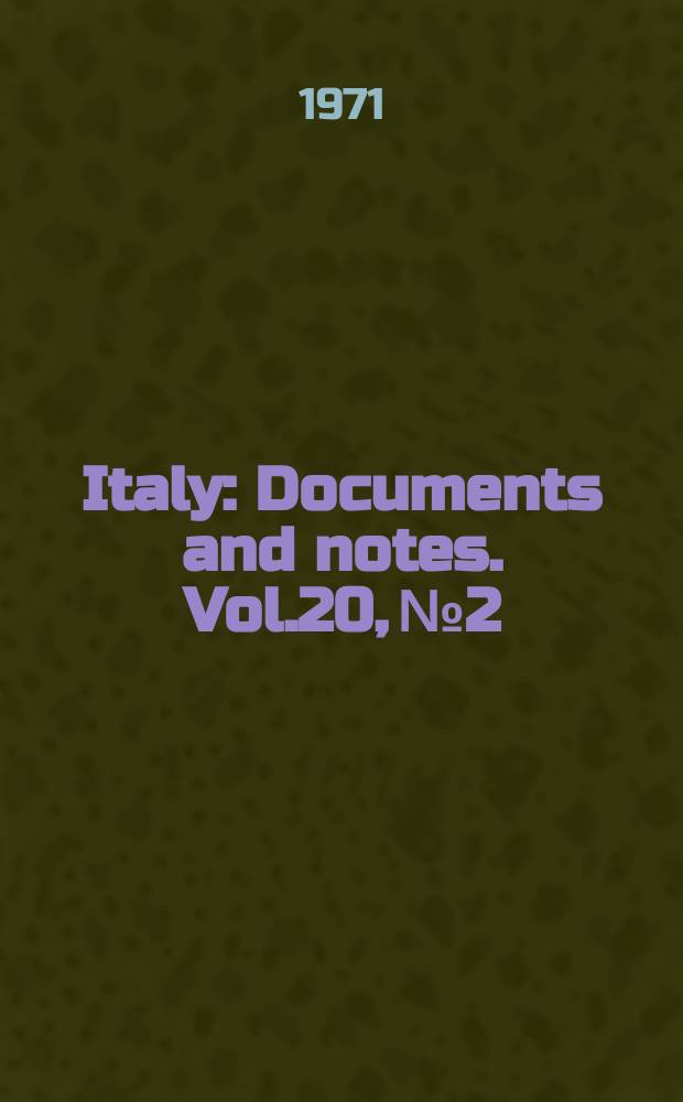 Italy : Documents and notes. Vol.20, №2