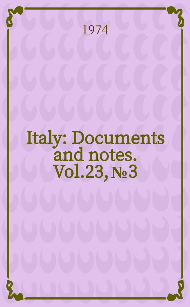 Italy : Documents and notes. Vol.23, №3
