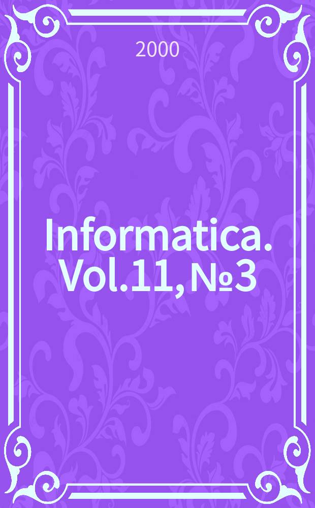 Informatica. Vol.11, №3