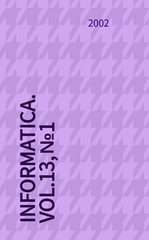 Informatica. Vol.13, №1