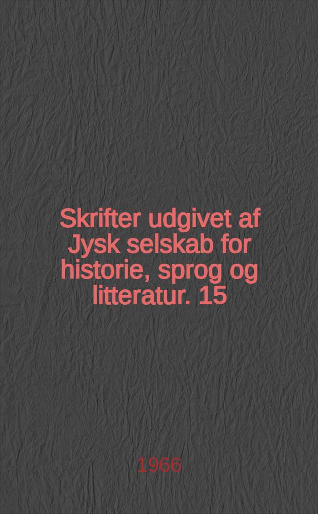 Skrifter udgivet af Jysk selskab for historie, sprog og litteratur. 15 : J.C.H. Fischers politiske dagbøger 1852-56, 1872-75