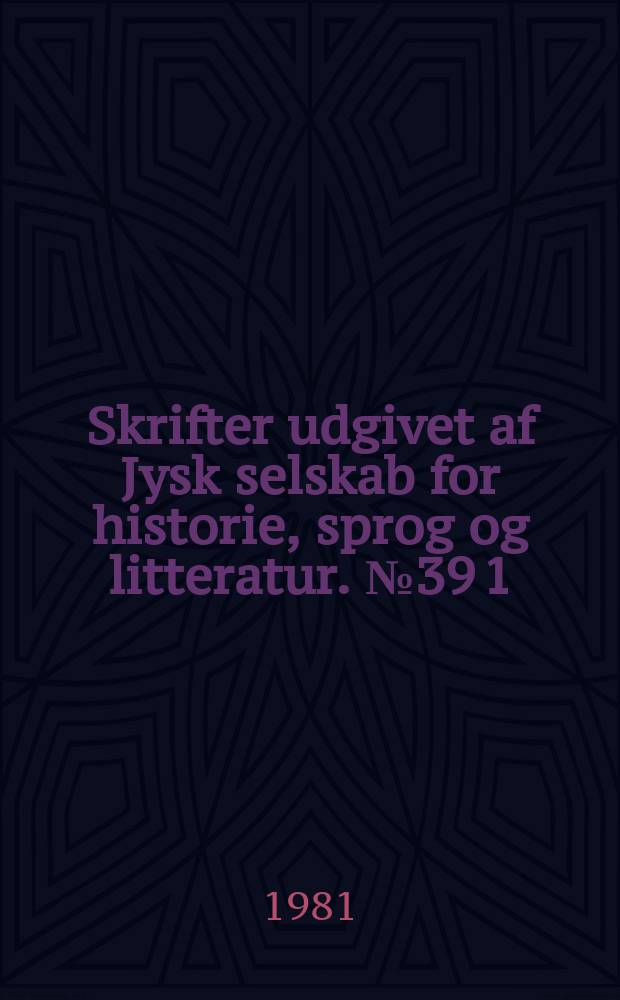 Skrifter udgivet af Jysk selskab for historie, sprog og litteratur. №39 [1] : Rig og fattig i Ribe