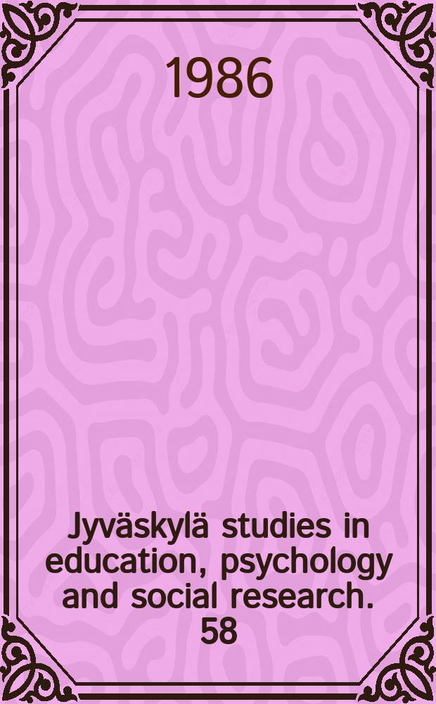 Jyväskylä studies in education, psychology and social research. 58 : Finnish rorschach responses...