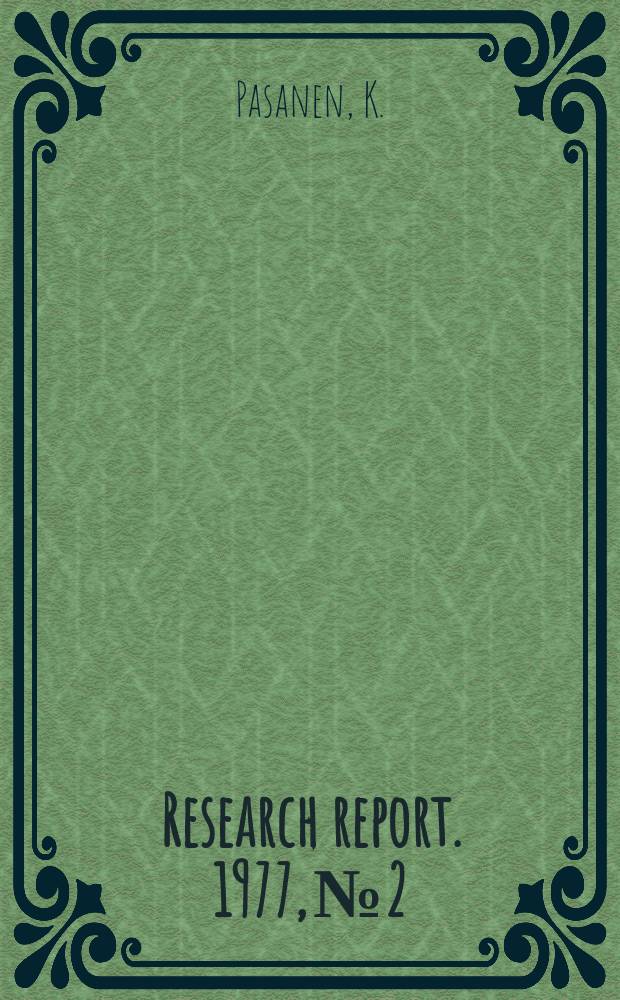 Research report. 1977, №2 : Electron paramagnetic resonance study...