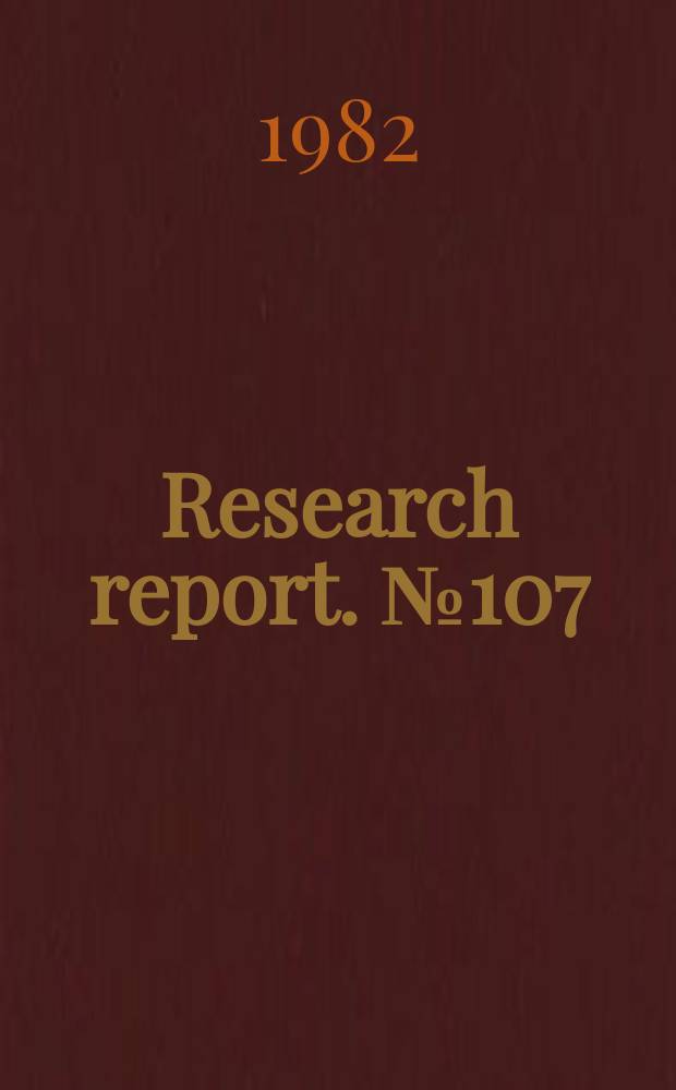 Research report. №107 : Energiförbrukning och besparingspotentialer ...