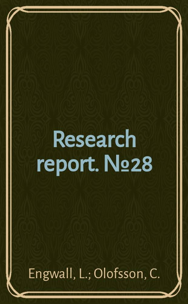 Research report. №28 : Makt och beroende i samarbetsrelationer