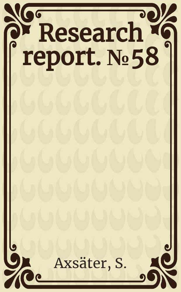 Research report. №58 : Economic order quantities and variations ...