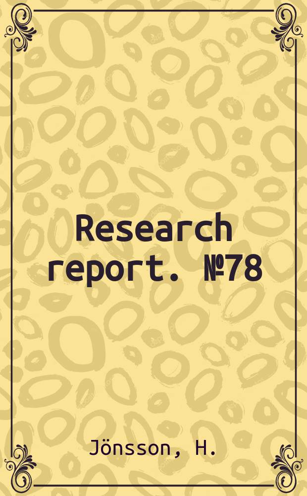 Research report. №78 : Different production strategies ...