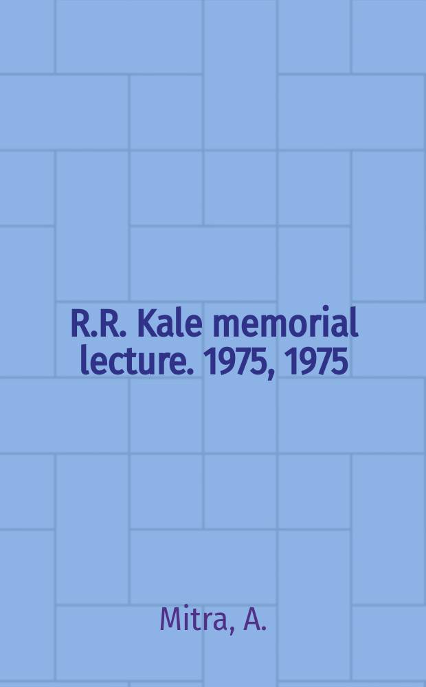 R.R. Kale memorial lecture. 1975, 1975 : Growth and diseconomies