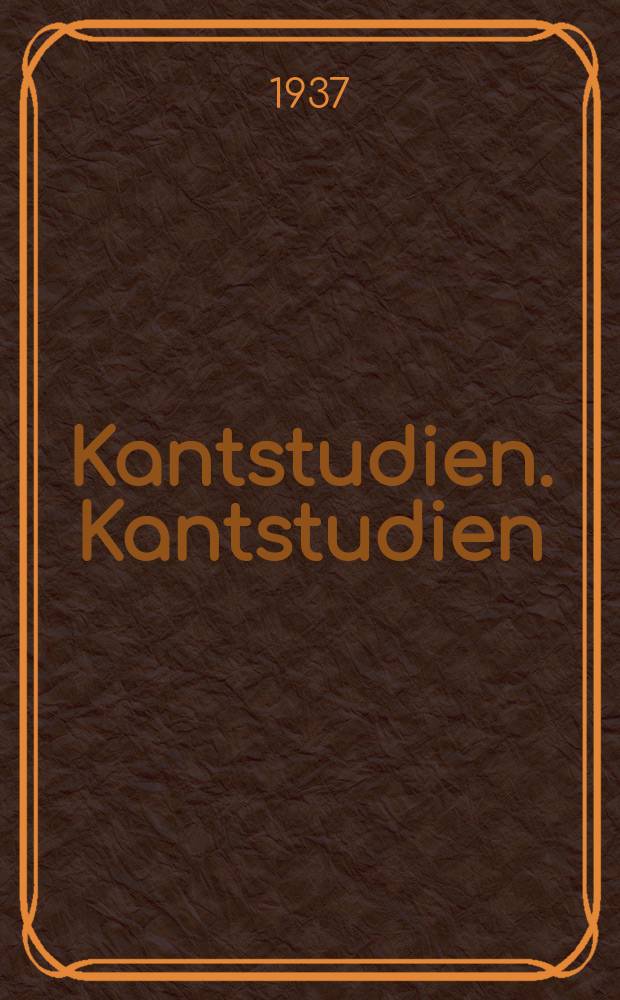 Kantstudien. Kantstudien