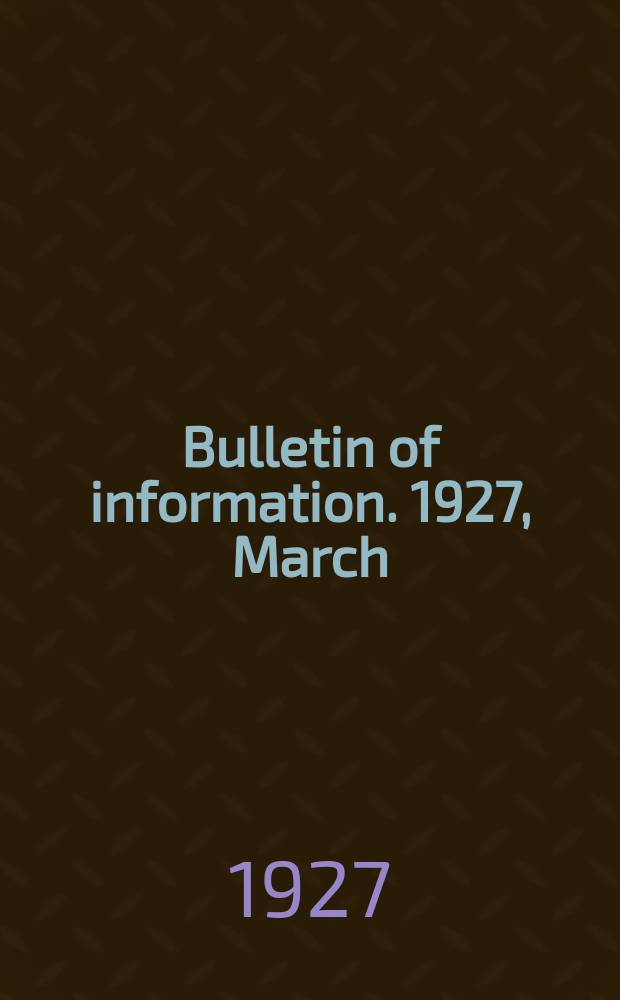 Bulletin of information. 1927, March : (The 1927 Kansas state contest)