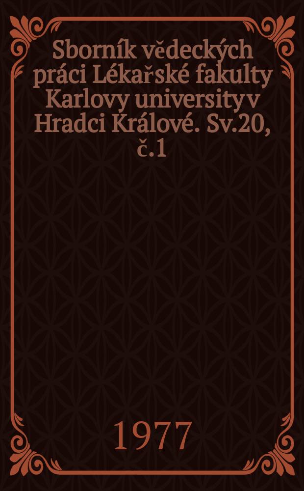 Sborník vědeckých práci Lékařské fakulty Karlovy university v Hradci Králové. Sv.20, č.1 : Hum oral immunity of synovial fluid