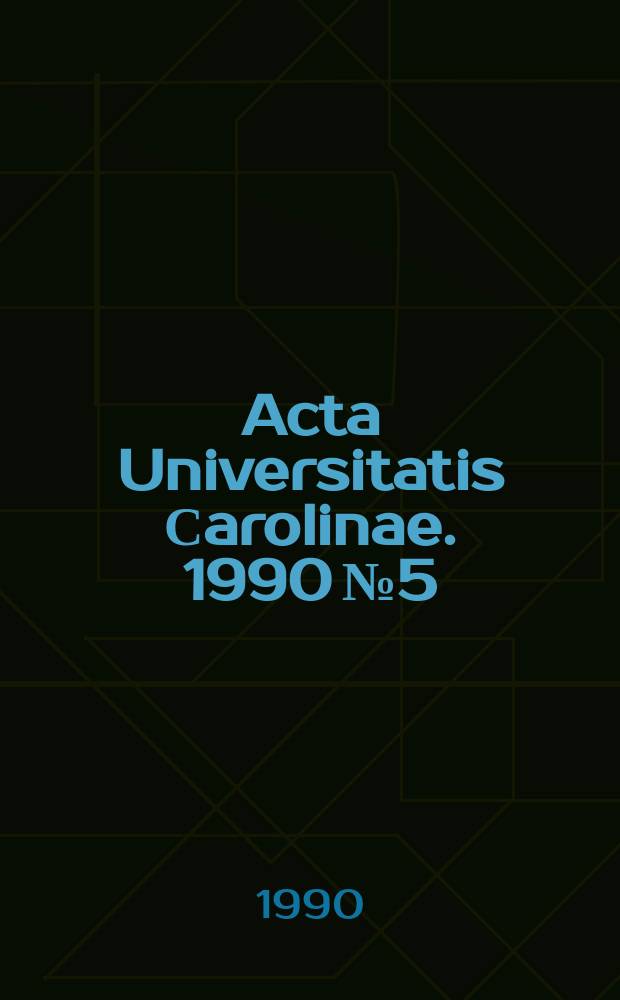 Acta Universitatis Сarolinae. 1990 № 5 : Studie o Janu Mukařovském